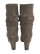 Manolo Blahnik Suede Pleated Accents Slouch Boots