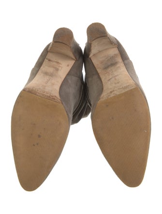 Manolo Blahnik Suede Pleated Accents Slouch Boots