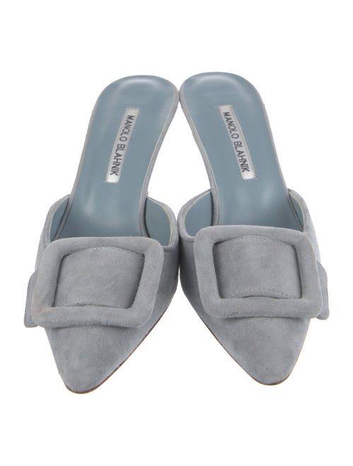 Manolo Blahnik Suede Printed Mules