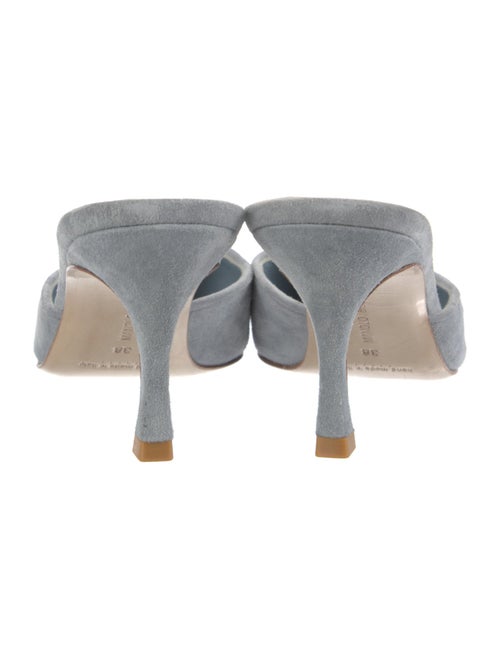 Manolo Blahnik Suede Printed Mules