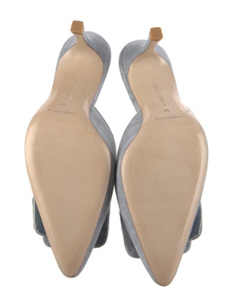 Manolo Blahnik Suede Printed Mules