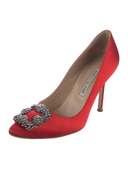 Manolo Blahnik Satin Crystal Embellishments Pumps