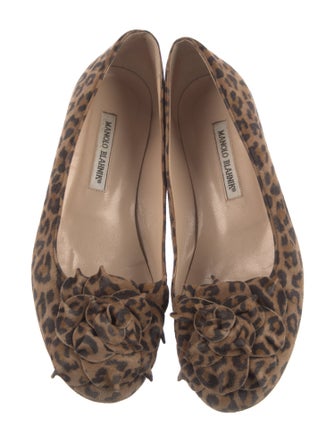 Manolo Blahnik Suede Animal Print Flats