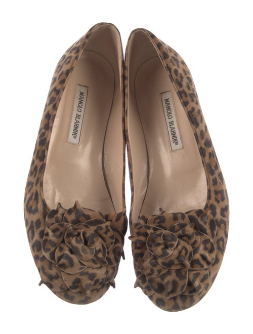 Manolo Blahnik Suede Animal Print Flats