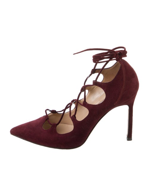 Manolo Blahnik Suede T-Strap Pumps