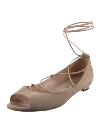 Manolo Blahnik Suede Animal Print Ballet Flats