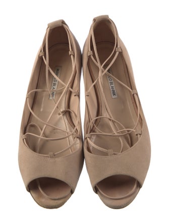 Manolo Blahnik Suede Animal Print Ballet Flats