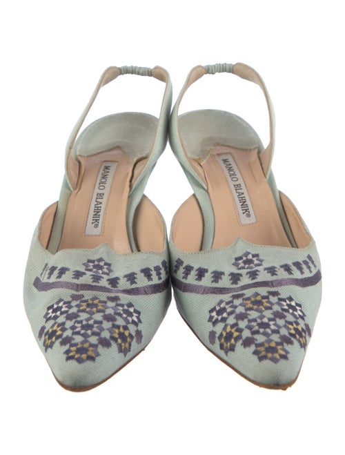 Manolo Blahnik Canvas Floral Print Slingback Pumps