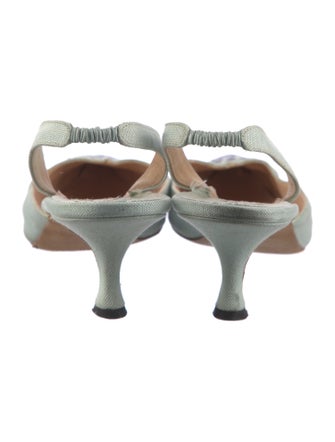 Manolo Blahnik Canvas Floral Print Slingback Pumps