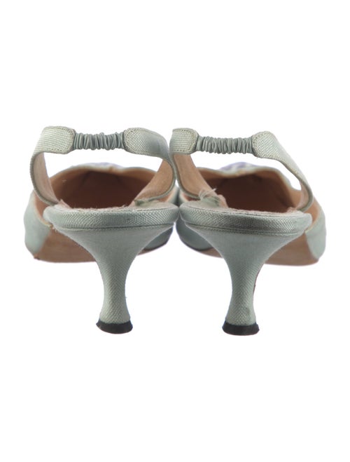 Manolo Blahnik Canvas Floral Print Slingback Pumps