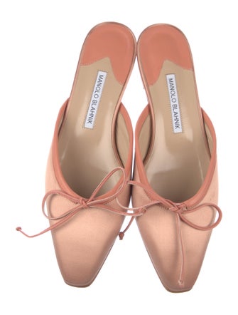 Manolo Blahnik Satin Bow Accents Mules