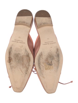 Manolo Blahnik Satin Bow Accents Mules