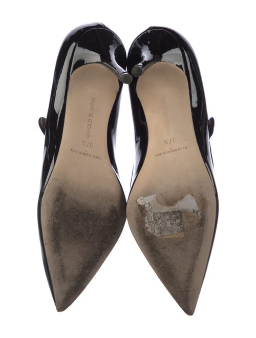 Manolo Blahnik Patent Leather Grosgrain Trim Pumps