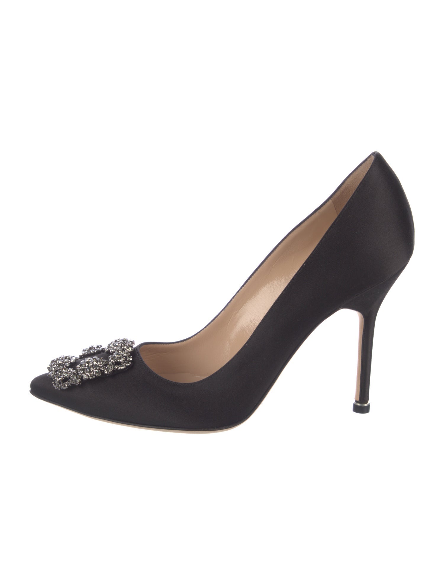 Manolo Blahnik Satin Crystal Embellishments Pumps