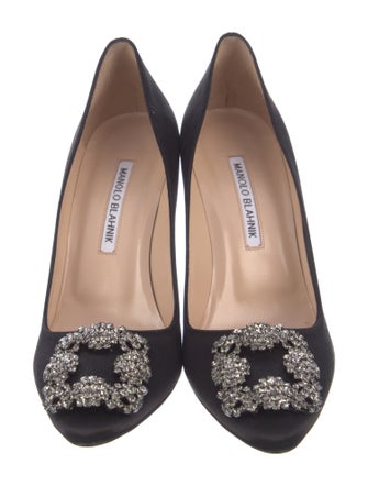 Manolo Blahnik Satin Crystal Embellishments Pumps