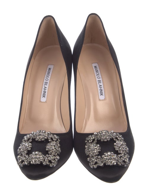 Manolo Blahnik Satin Crystal Embellishments Pumps
