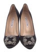 Manolo Blahnik Satin Crystal Embellishments Pumps
