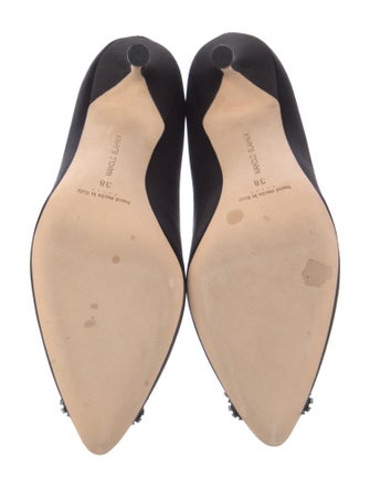 Manolo Blahnik Satin Crystal Embellishments Pumps
