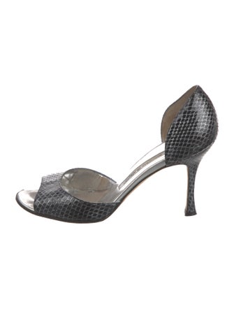Manolo Blahnik Snakeskin Animal Print D'Orsay Pumps