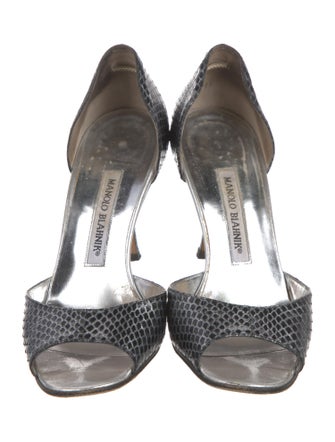 Manolo Blahnik Snakeskin Animal Print D'Orsay Pumps