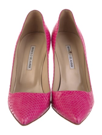 Manolo Blahnik Leather Animal Print Pumps