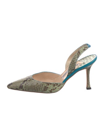 Manolo Blahnik Snakeskin Animal Print Slingback Pumps