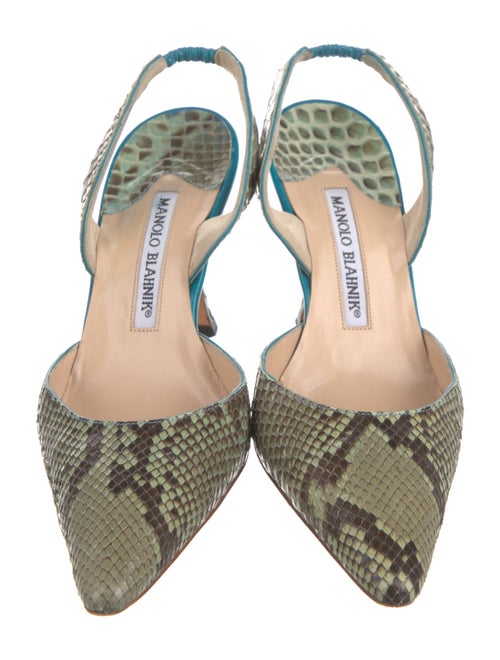 Manolo Blahnik Snakeskin Animal Print Slingback Pumps