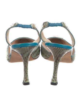 Manolo Blahnik Snakeskin Animal Print Slingback Pumps