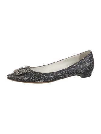 Manolo Blahnik Leather Printed Ballet Flats