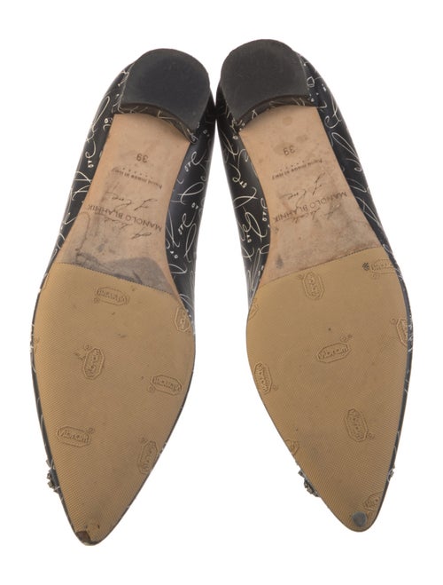 Manolo Blahnik Leather Printed Ballet Flats