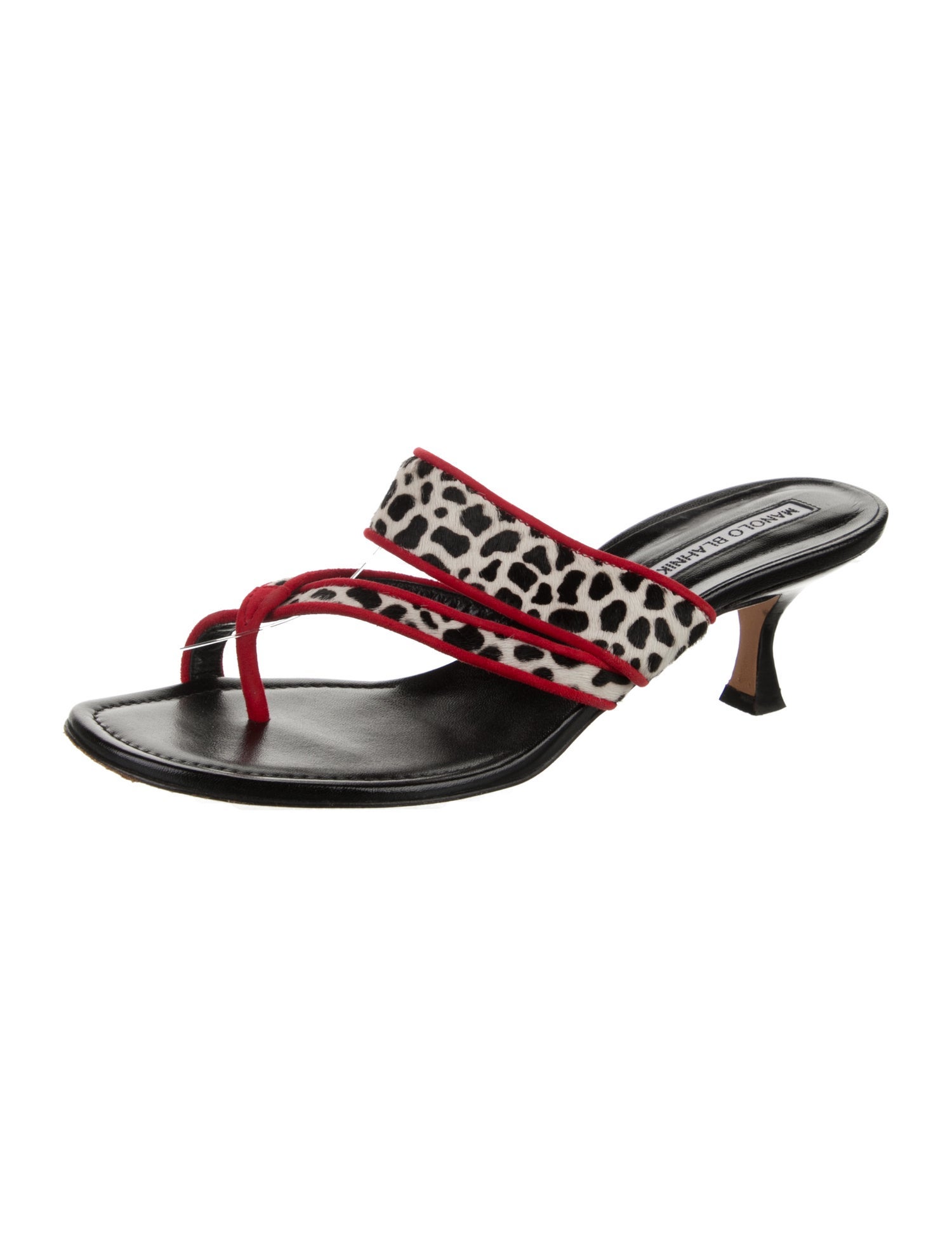 Manolo Blahnik Ponyhair Printed Slides