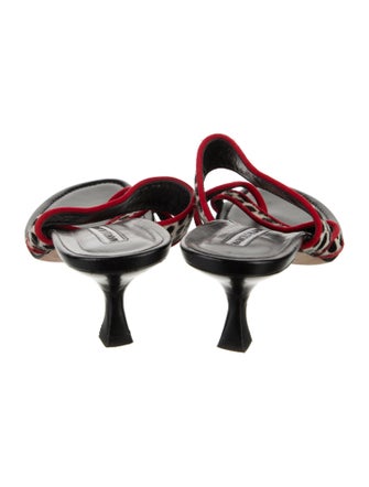 Manolo Blahnik Ponyhair Printed Slides