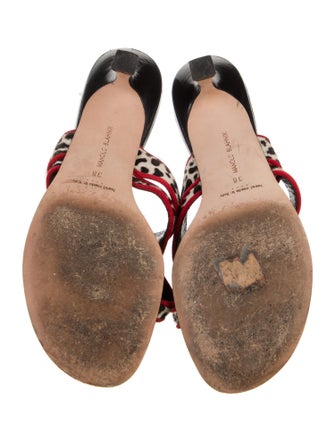 Manolo Blahnik Ponyhair Printed Slides