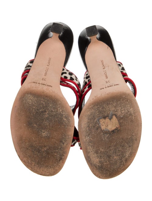 Manolo Blahnik Ponyhair Printed Slides