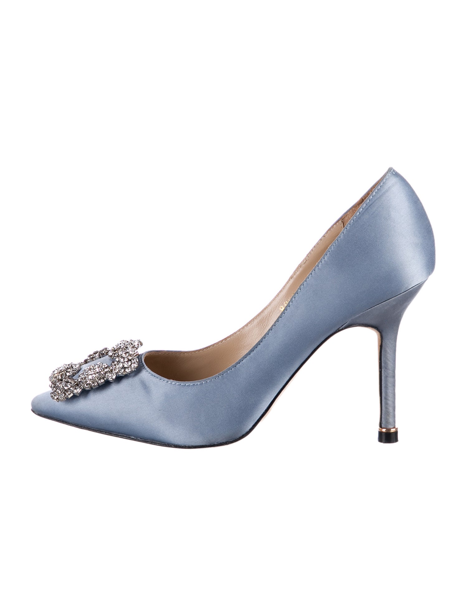Manolo Blahnik Satin Crystal Embellishments Pumps