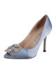 Manolo Blahnik Satin Crystal Embellishments Pumps