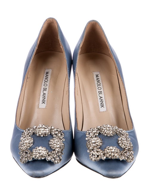 Manolo Blahnik Satin Crystal Embellishments Pumps