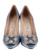 Manolo Blahnik Satin Crystal Embellishments Pumps