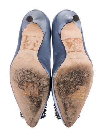 Manolo Blahnik Satin Crystal Embellishments Pumps