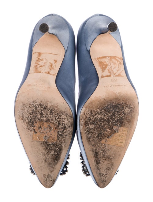 Manolo Blahnik Satin Crystal Embellishments Pumps