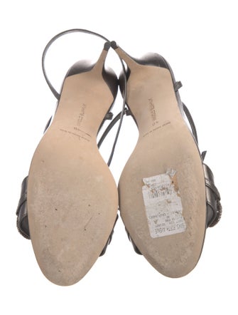 Manolo Blahnik Leather Crystal Embellishments Sandals