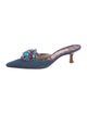 Manolo Blahnik Denim Beaded Accents Mules