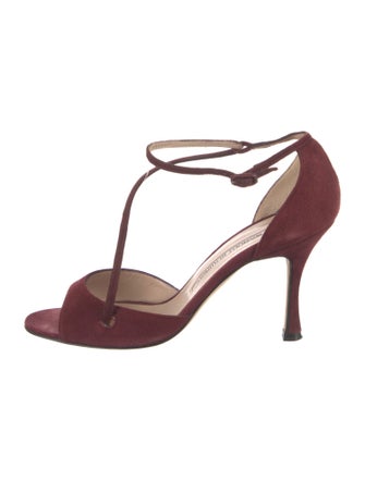 Manolo Blahnik Suede T-Strap Sandals