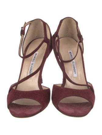 Manolo Blahnik Suede T-Strap Sandals