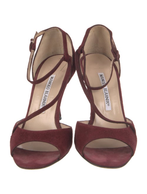 Manolo Blahnik Suede T-Strap Sandals