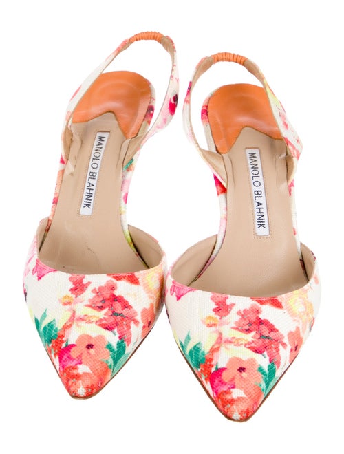 Manolo Blahnik Canvas Floral Print Slingback Pumps