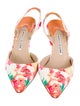Manolo Blahnik Canvas Floral Print Slingback Pumps