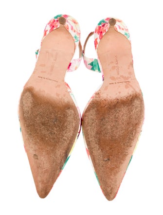 Manolo Blahnik Canvas Floral Print Slingback Pumps