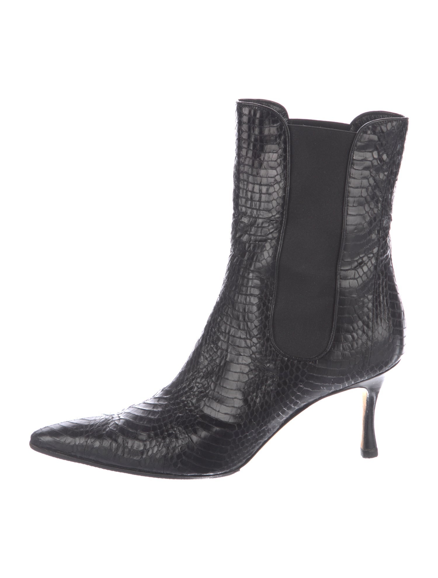 Manolo Blahnik Leather Animal Print Chelsea Boots