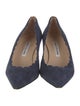 Manolo Blahnik Suede Scalloped Accent Pumps